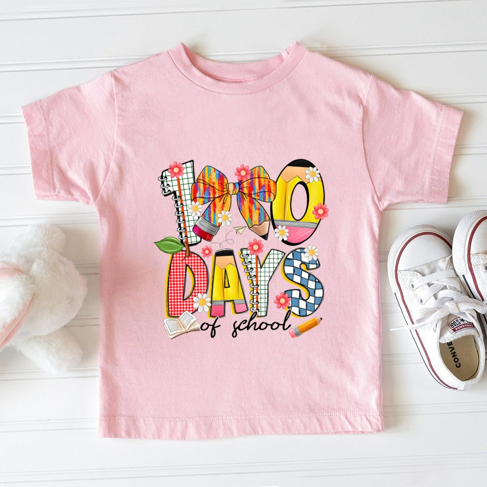 100 Days Of School Bow Dots Toddler T-shirts