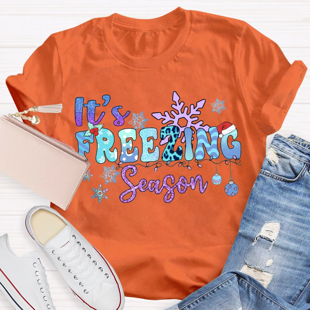 It'S Freezing Season Snowflakes And Christmas Lights T-shirt