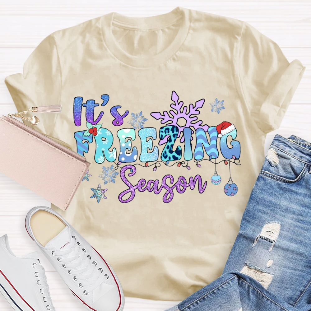 It'S Freezing Season Snowflakes And Christmas Lights T-shirt