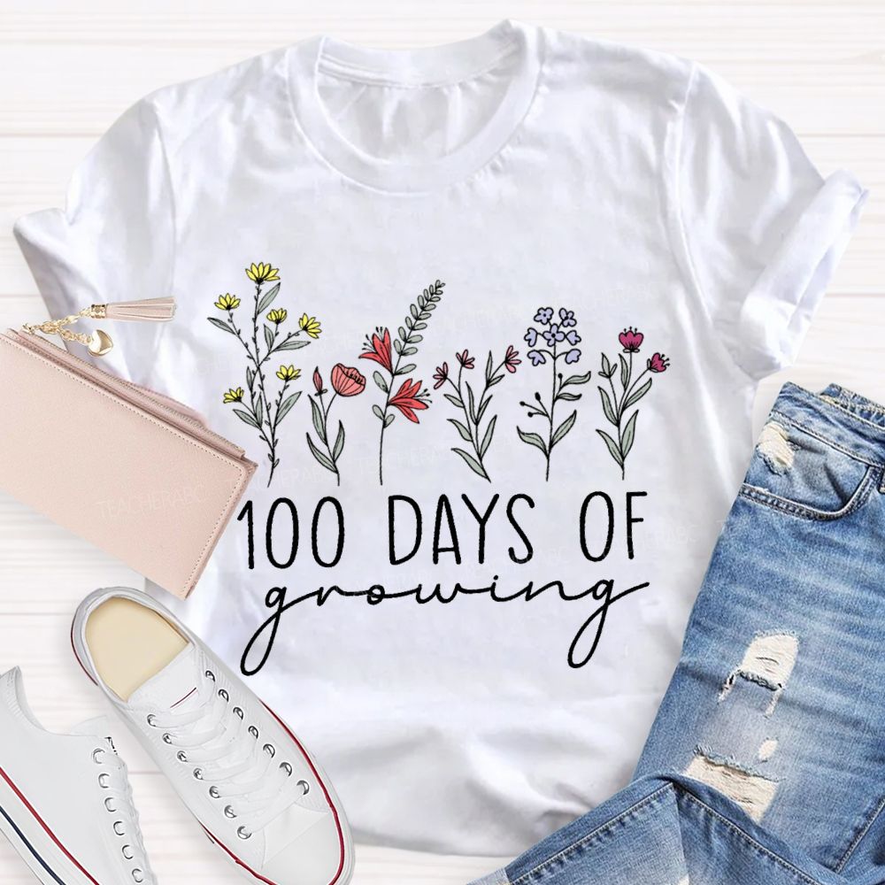 100 Days Of Growing Colorful Bouquet T-shirt