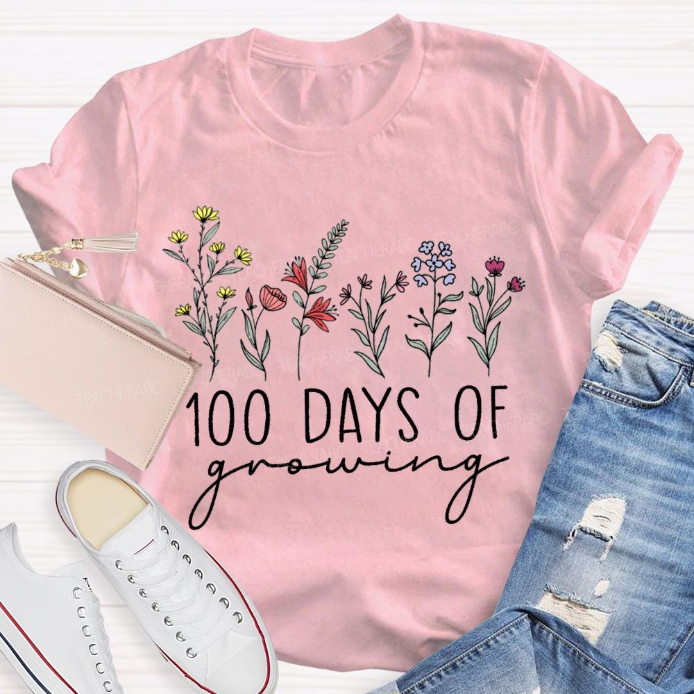 100 Days Of Growing Colorful Bouquet T-shirt