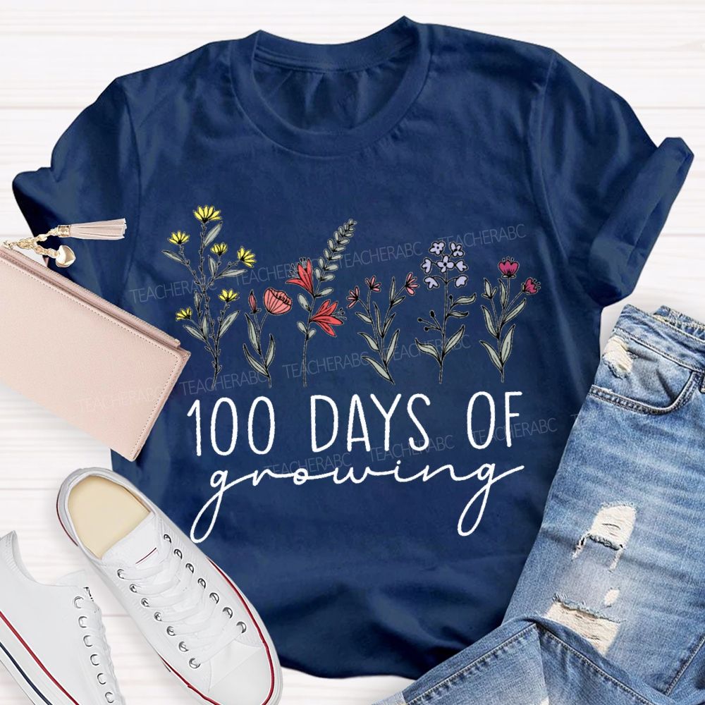 100 Days Of Growing Colorful Bouquet T-shirt