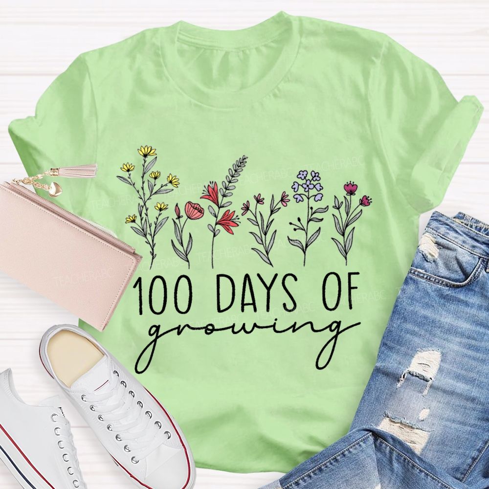 100 Days Of Growing Colorful Bouquet T-shirt