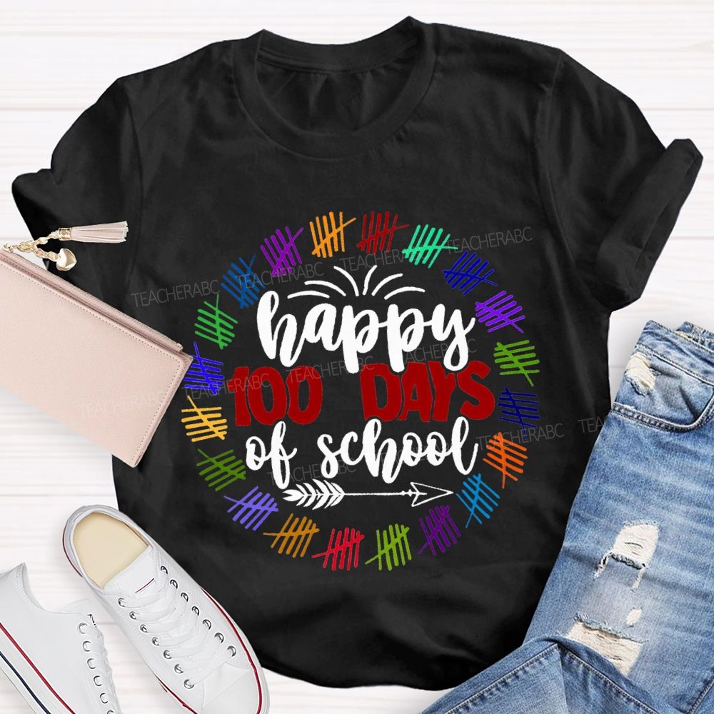 Happy 100 Days Of School Color Printing T-shirt