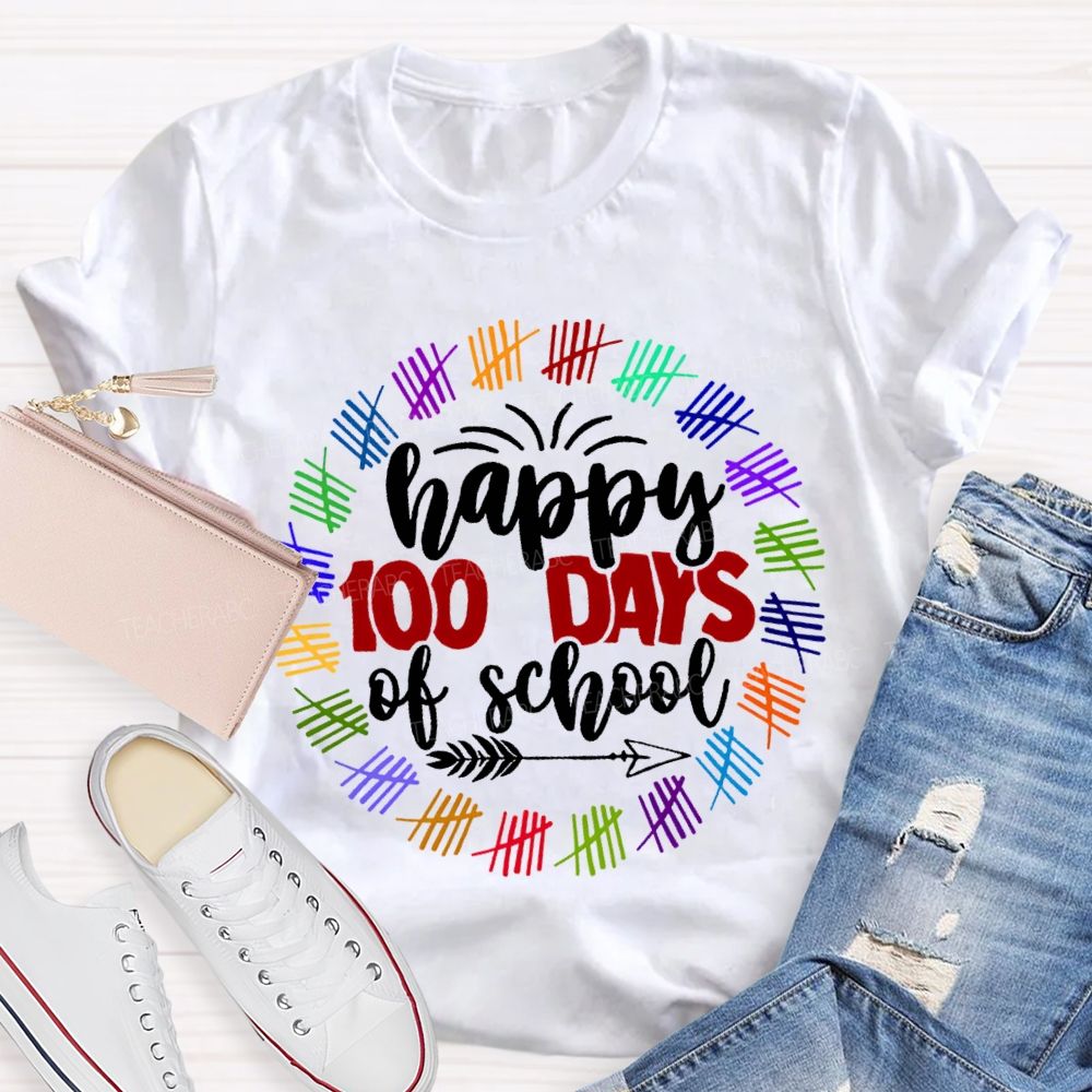 Happy 100 Days Of School Color Printing T-shirt