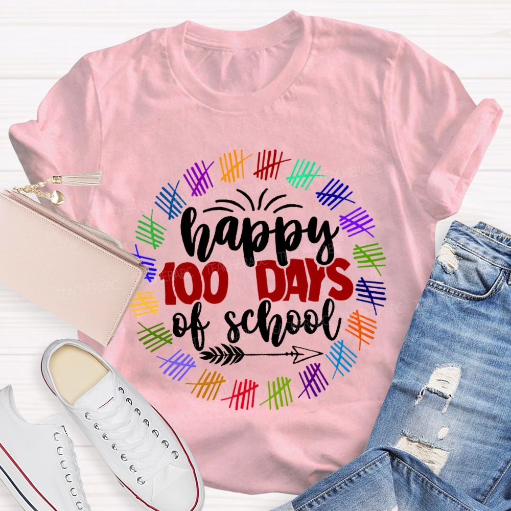 Happy 100 Days Of School Color Printing T-shirt