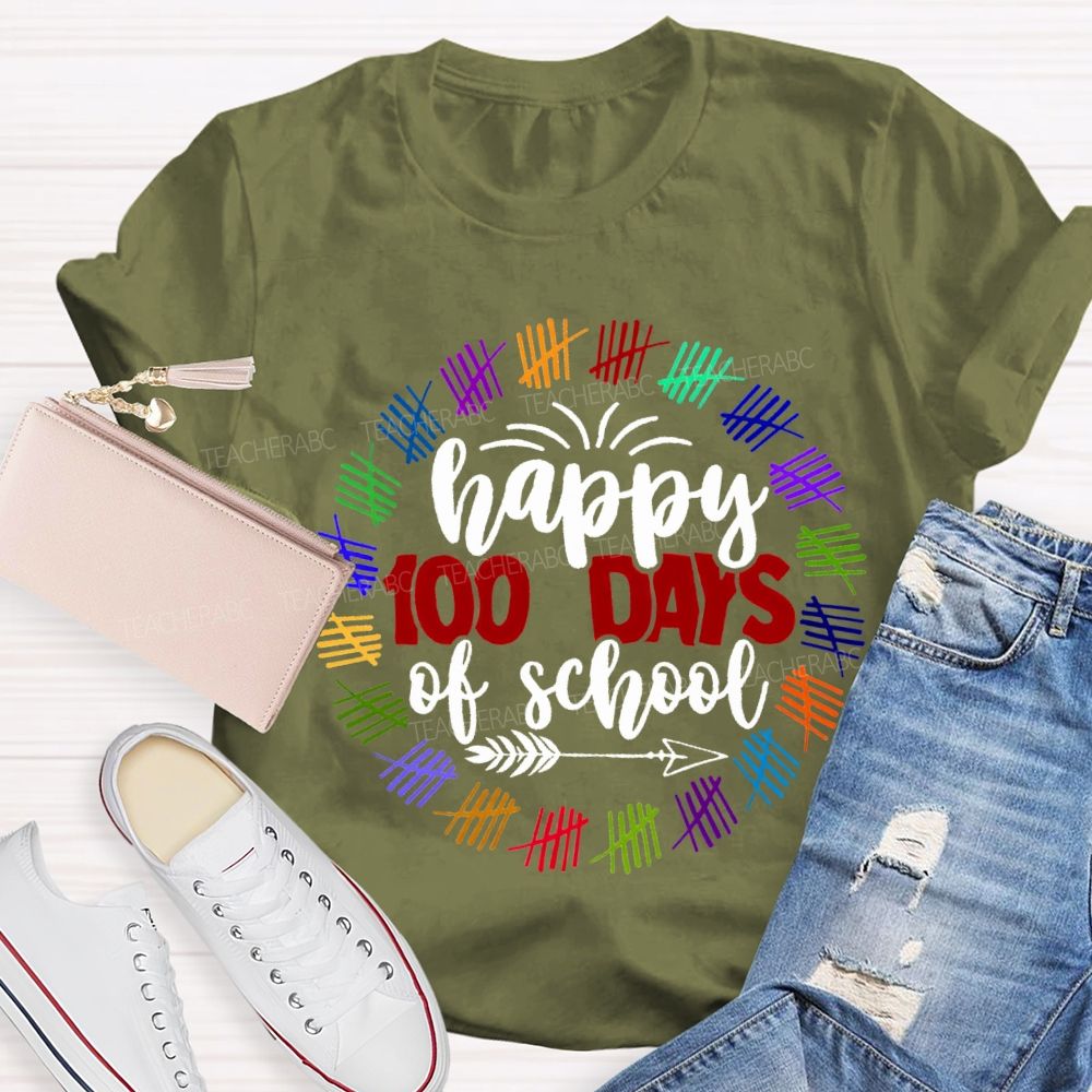 Happy 100 Days Of School Color Printing T-shirt
