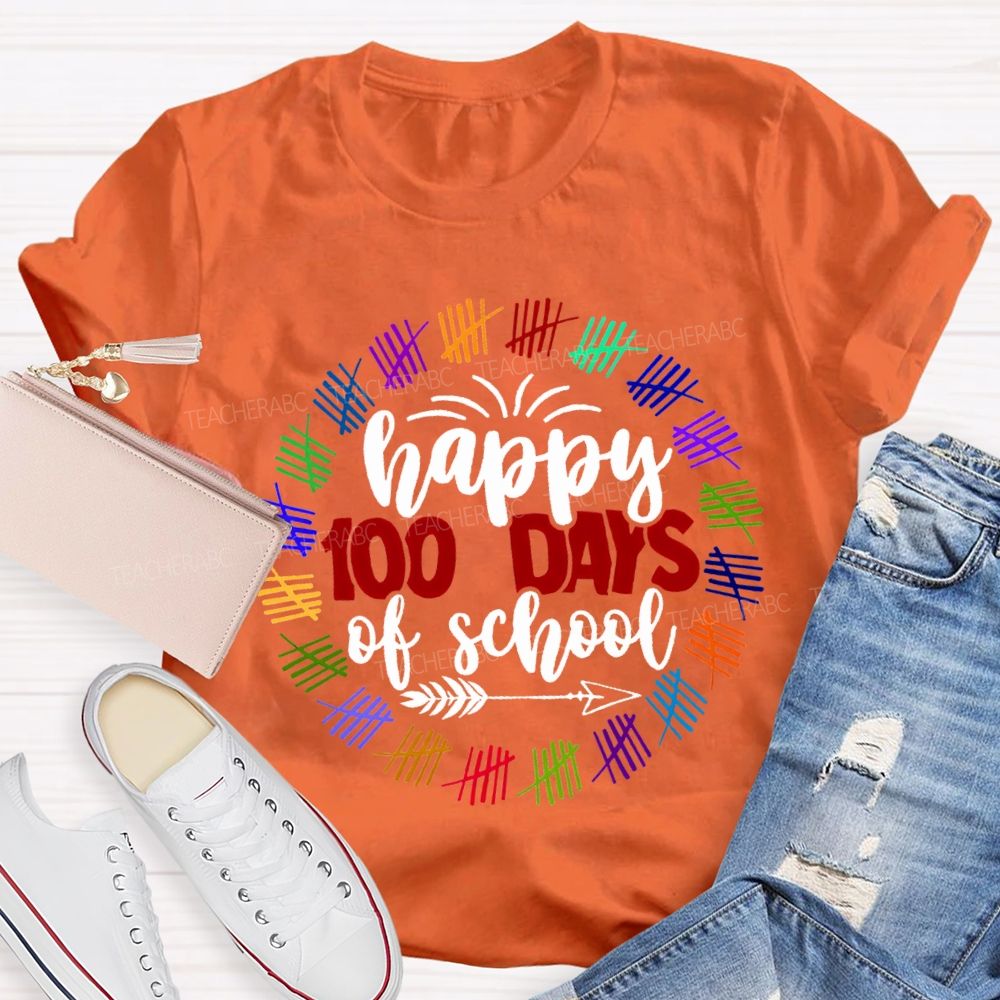 Happy 100 Days Of School Color Printing T-shirt