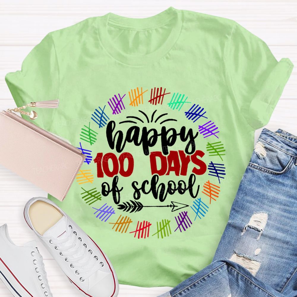 Happy 100 Days Of School Color Printing T-shirt