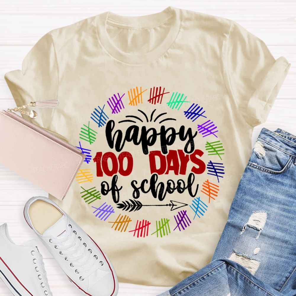 Happy 100 Days Of School Color Printing T-shirt
