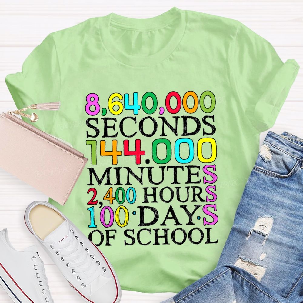 Seconds Minutes Hours 100 Days Of School T-shirt