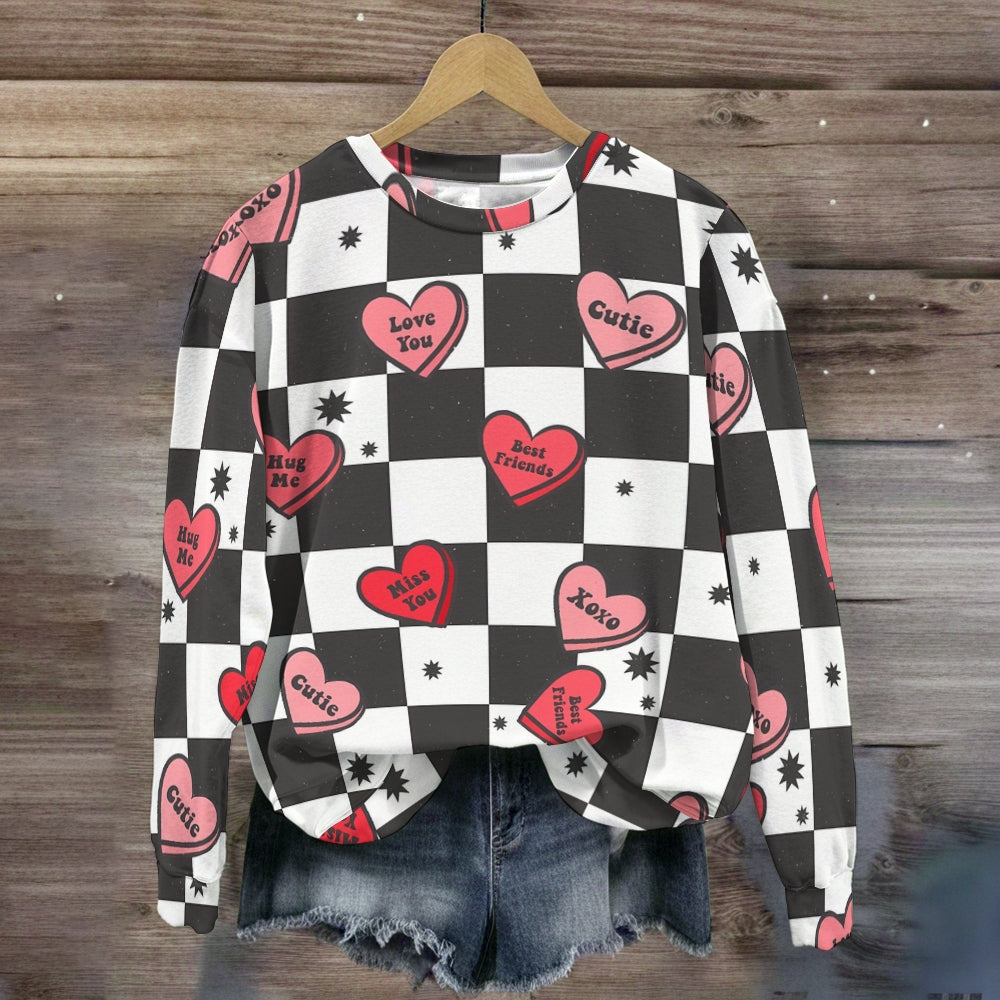 Valentine's Day Heart Print Sweatshirt
