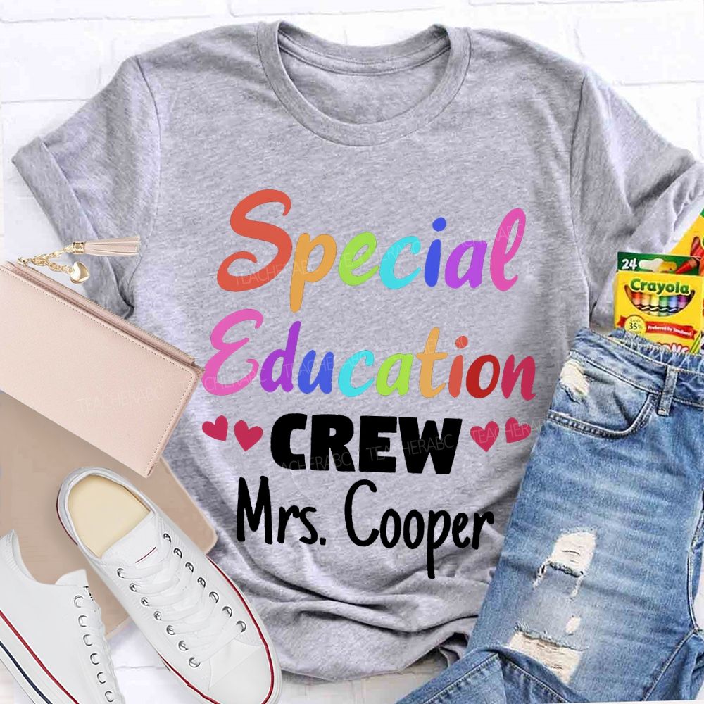 Personalized Name Special Education Crew And Little Peach Heart T-shirt