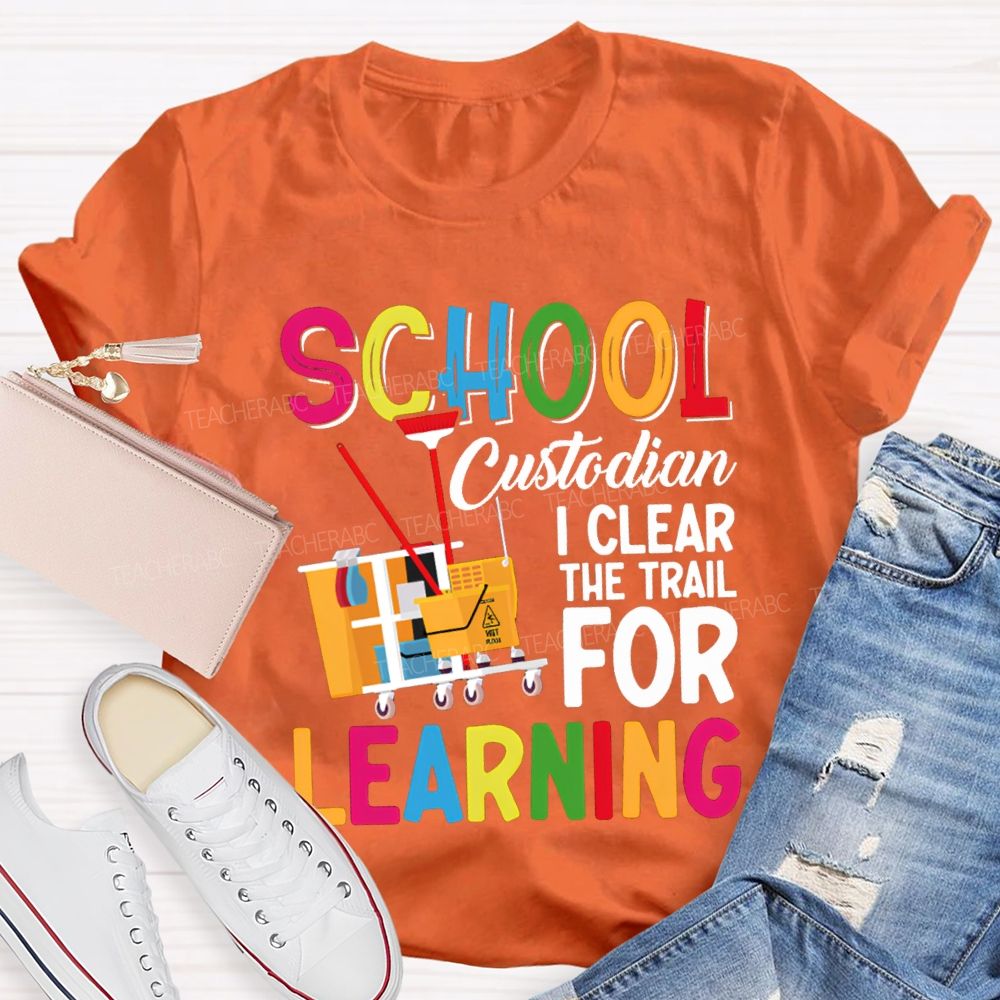 School Custodian I Clear For Learning Garbage Truck T-shirt