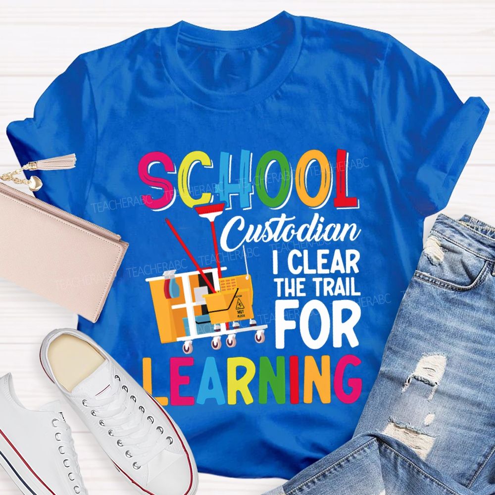 School Custodian I Clear For Learning Garbage Truck T-shirt