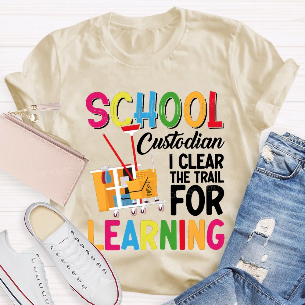 School Custodian I Clear For Learning Garbage Truck T-shirt