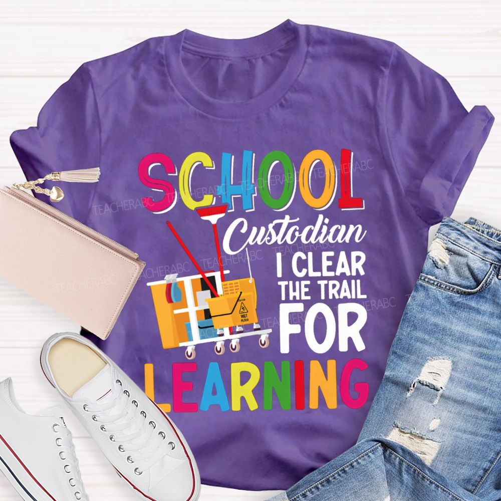School Custodian I Clear For Learning Garbage Truck T-shirt