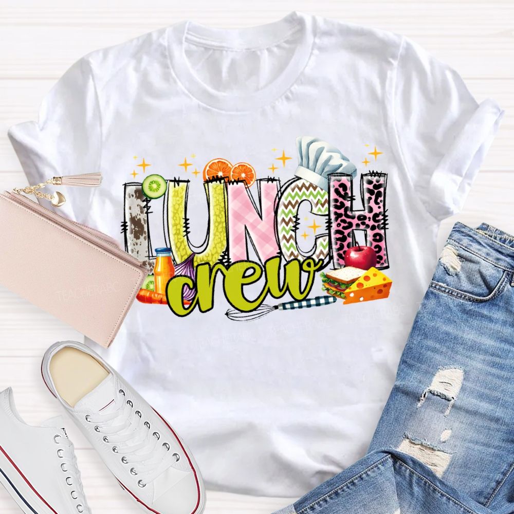 Lunch Crew Chef'S Hat And Sandwich Print T-shirt