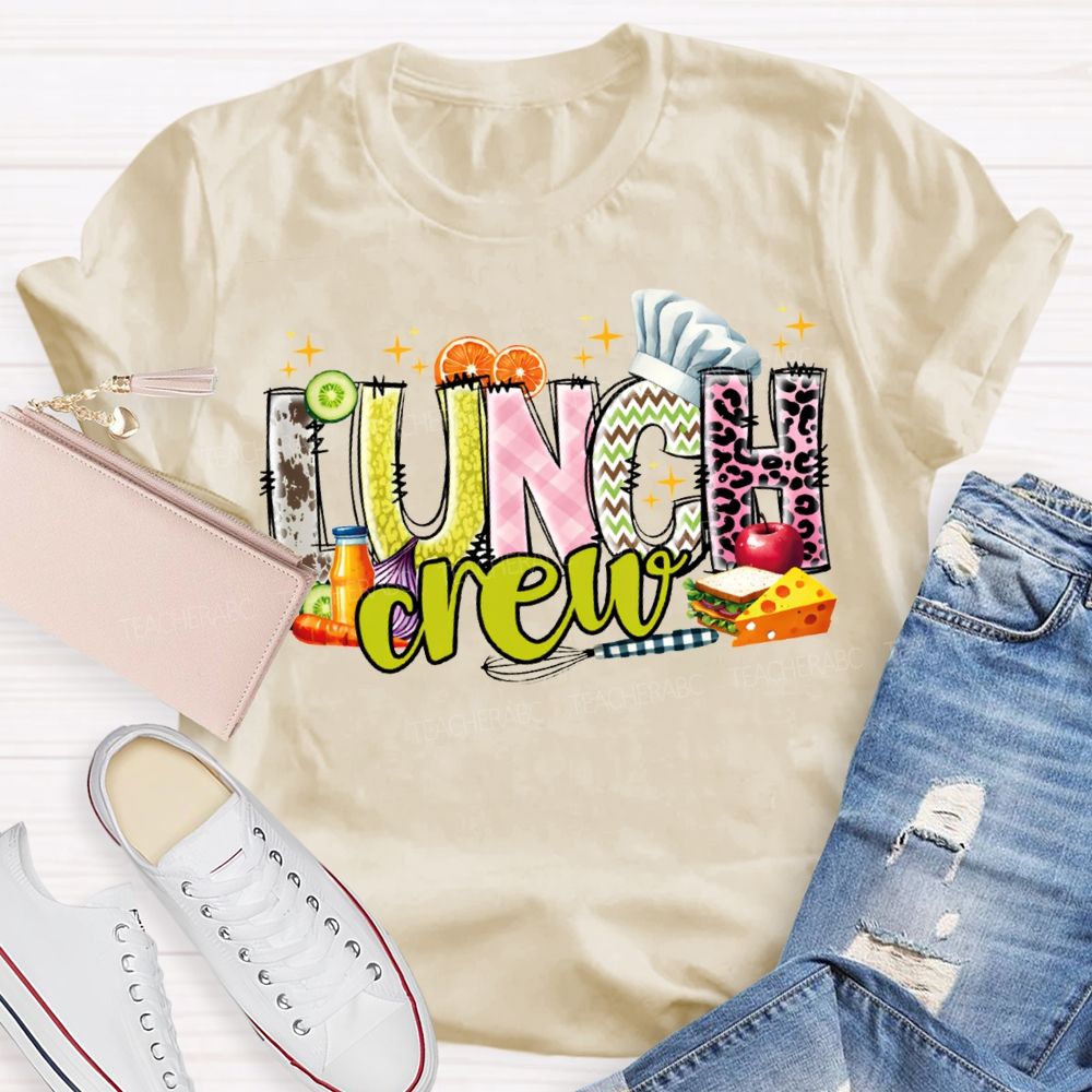 Lunch Crew Chef'S Hat And Sandwich Print T-shirt