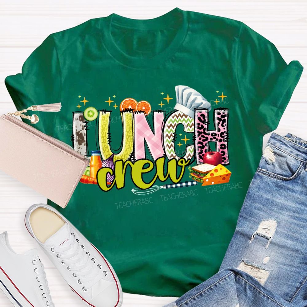 Lunch Crew Chef'S Hat And Sandwich Print T-shirt