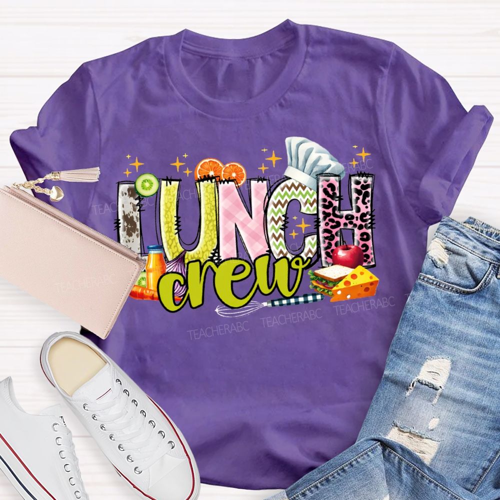 Lunch Crew Chef'S Hat And Sandwich Print T-shirt