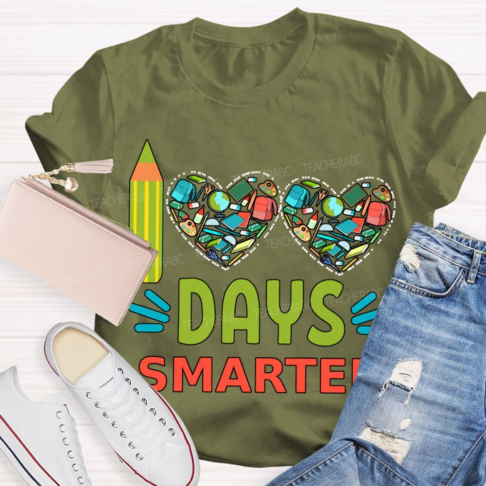 100 Days Smarter Heart Print T-shirt