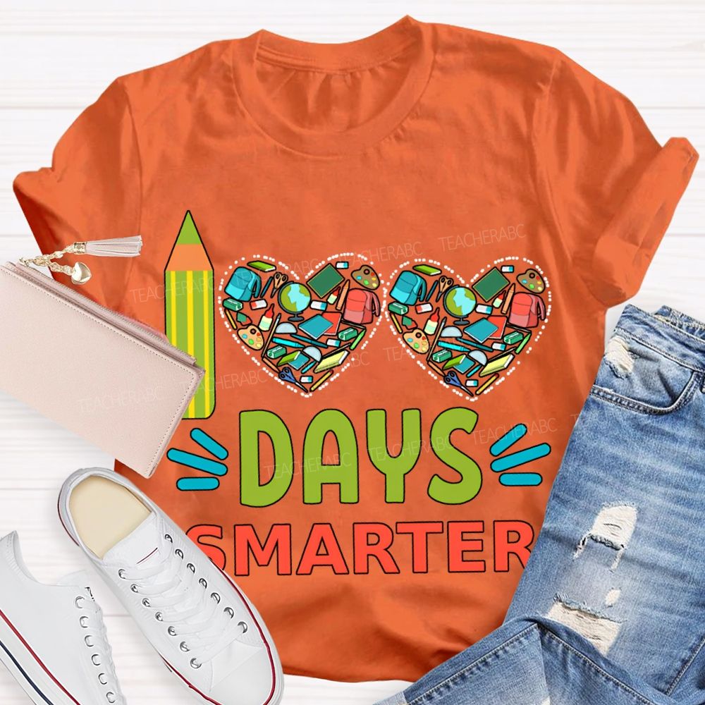 100 Days Smarter Heart Print T-shirt