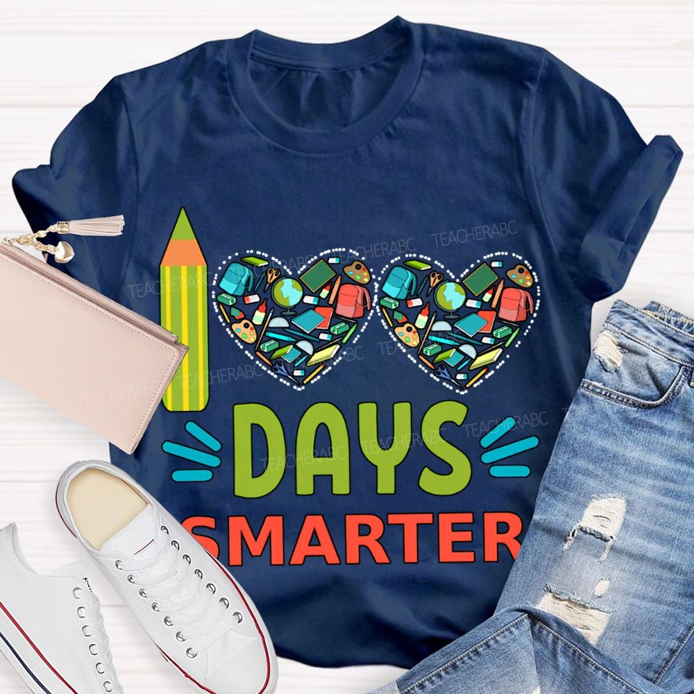 100 Days Smarter Heart Print T-shirt