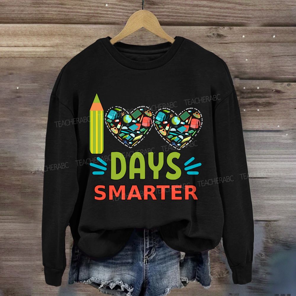 100 Days Smarter Heart Print Sweatshirt