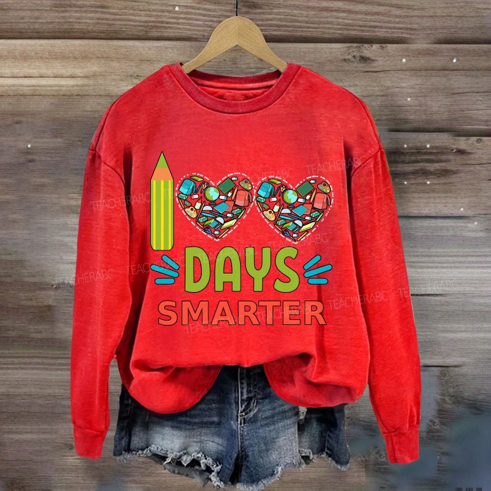 100 Days Smarter Heart Print Sweatshirt