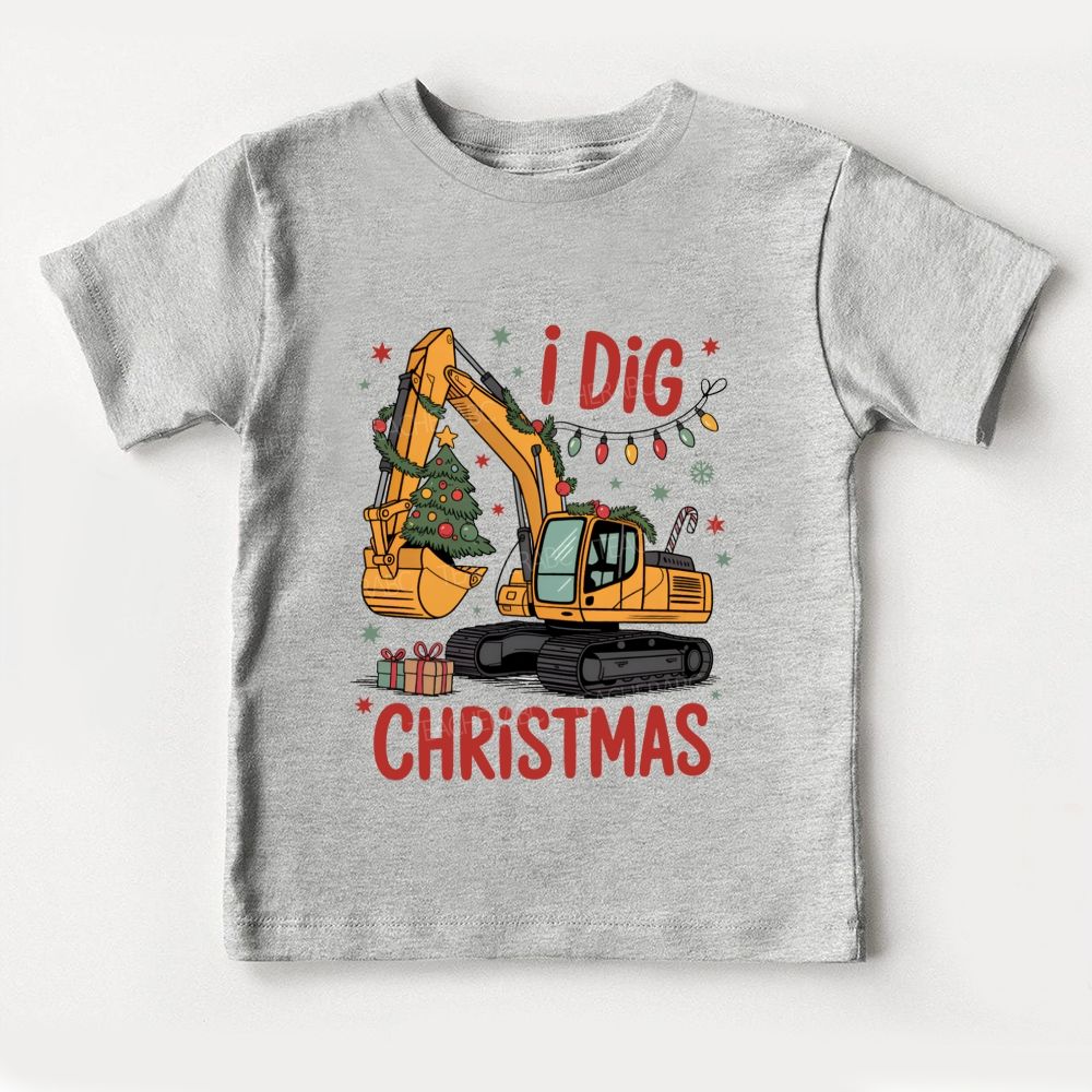 I Dig Christmas Excavator And Christmas Tree Toddler T-shirts