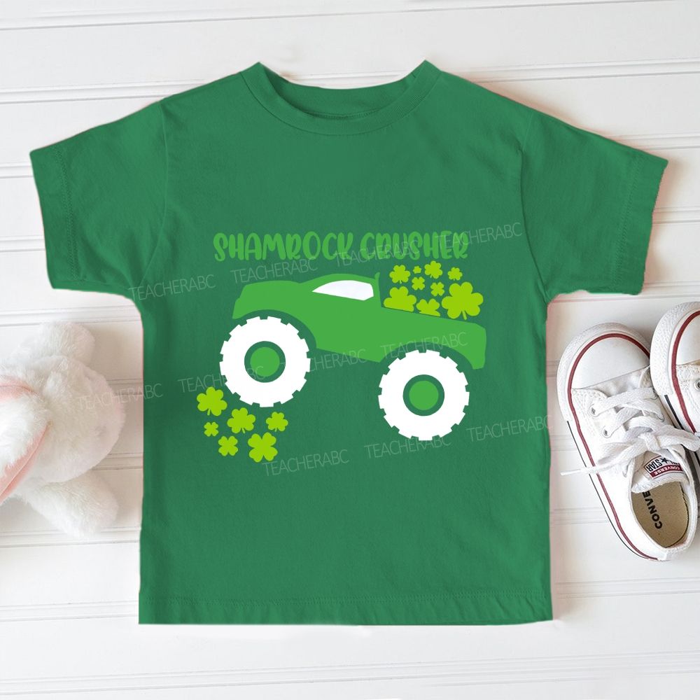 Shamrock Crusher Shamrock Truck St Patrick'S Day Toddler T-shirts