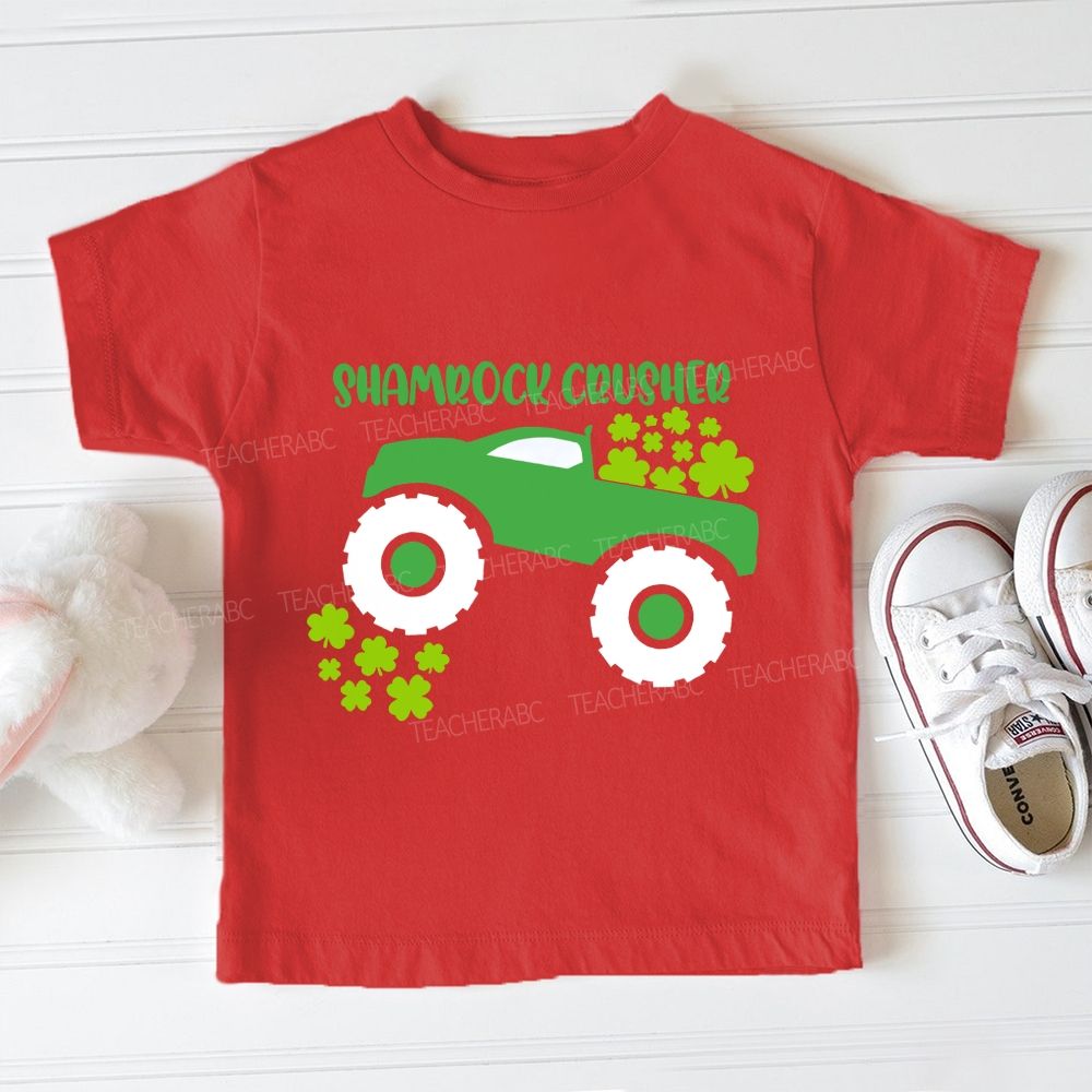 Shamrock Crusher Shamrock Truck St Patrick'S Day Toddler T-shirts