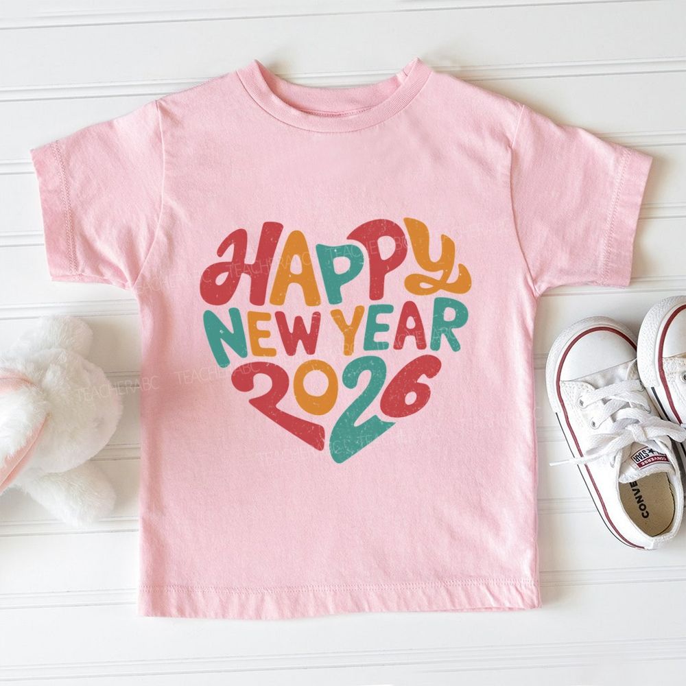Happy New Year 2026 Merry Christmas Colored Fonts Toddler T-shirts