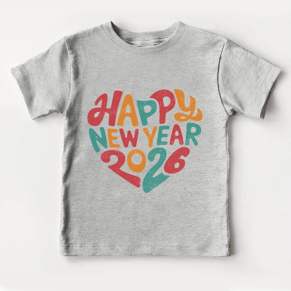 Happy New Year 2026 Merry Christmas Colored Fonts Toddler T-shirts