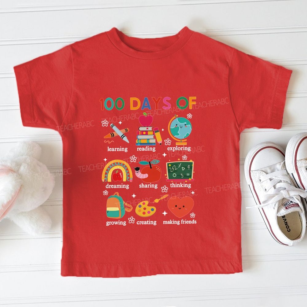 100 Days Of Learning Reading Exploring Dreaming Toddler T-shirts