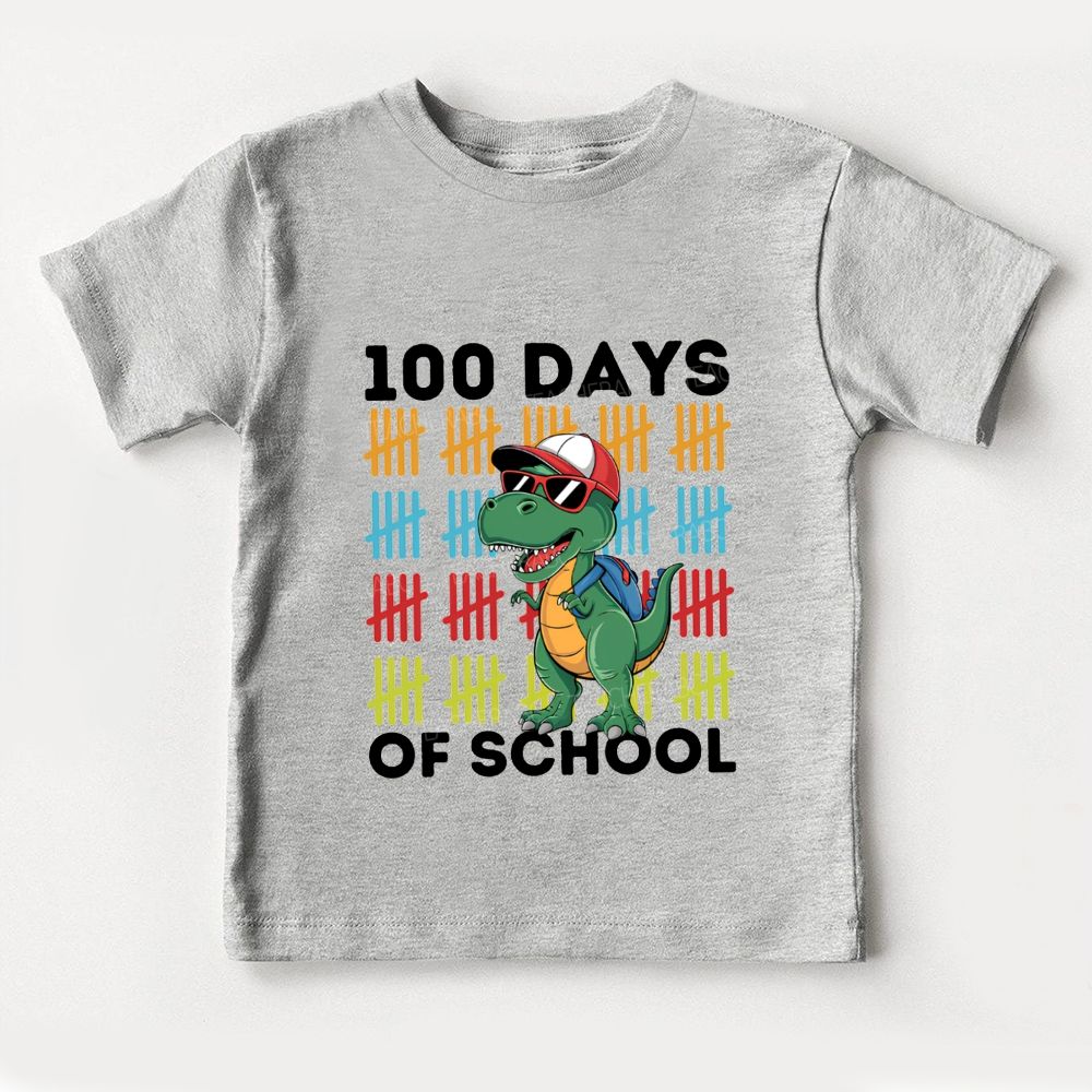 100 Days Of School Colorful Prints And Dinosaurs Toddler T-shirts