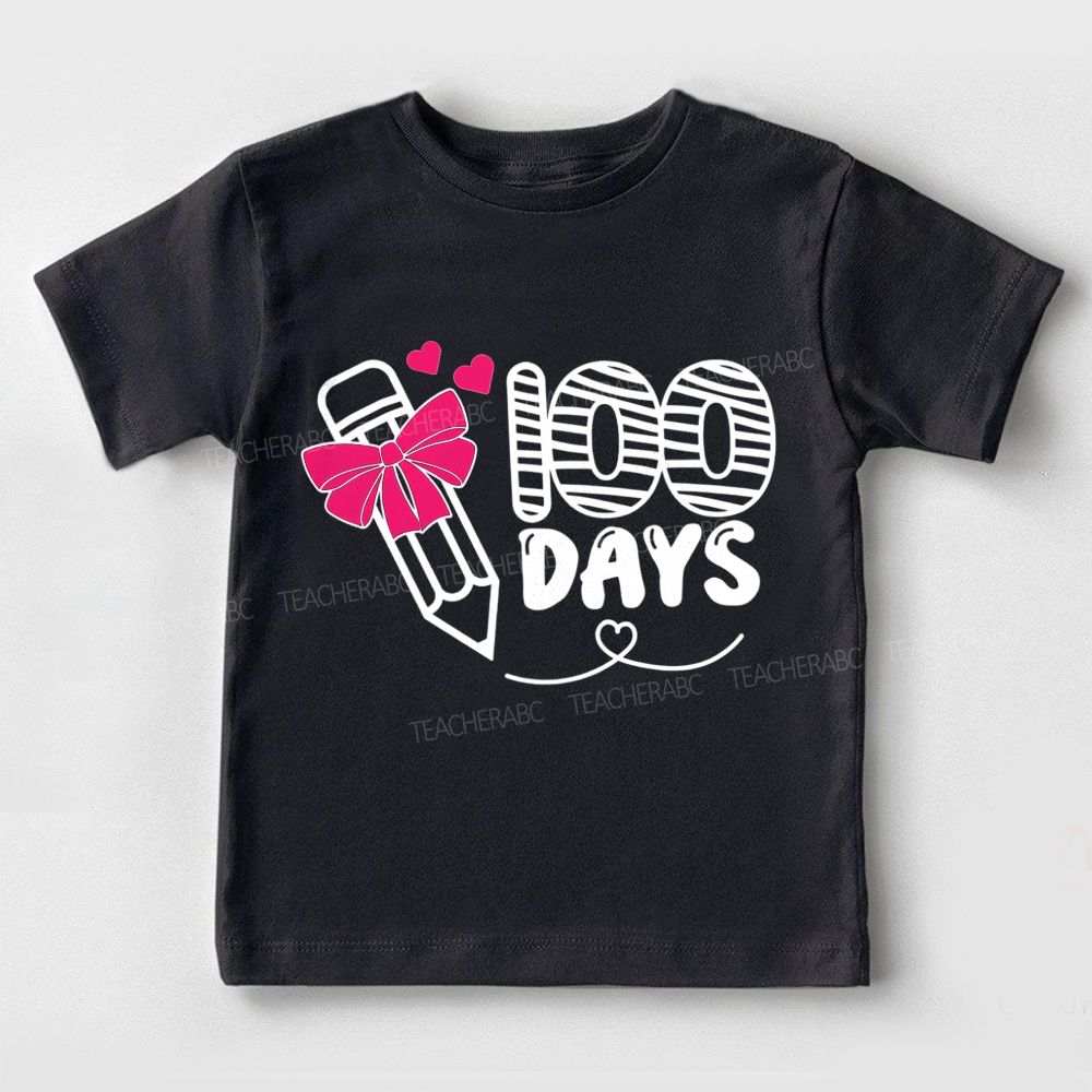 100 Days Of School Bow Pencil Print Toddler T-shirts