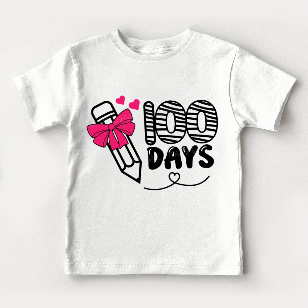 100 Days Of School Bow Pencil Print Toddler T-shirts