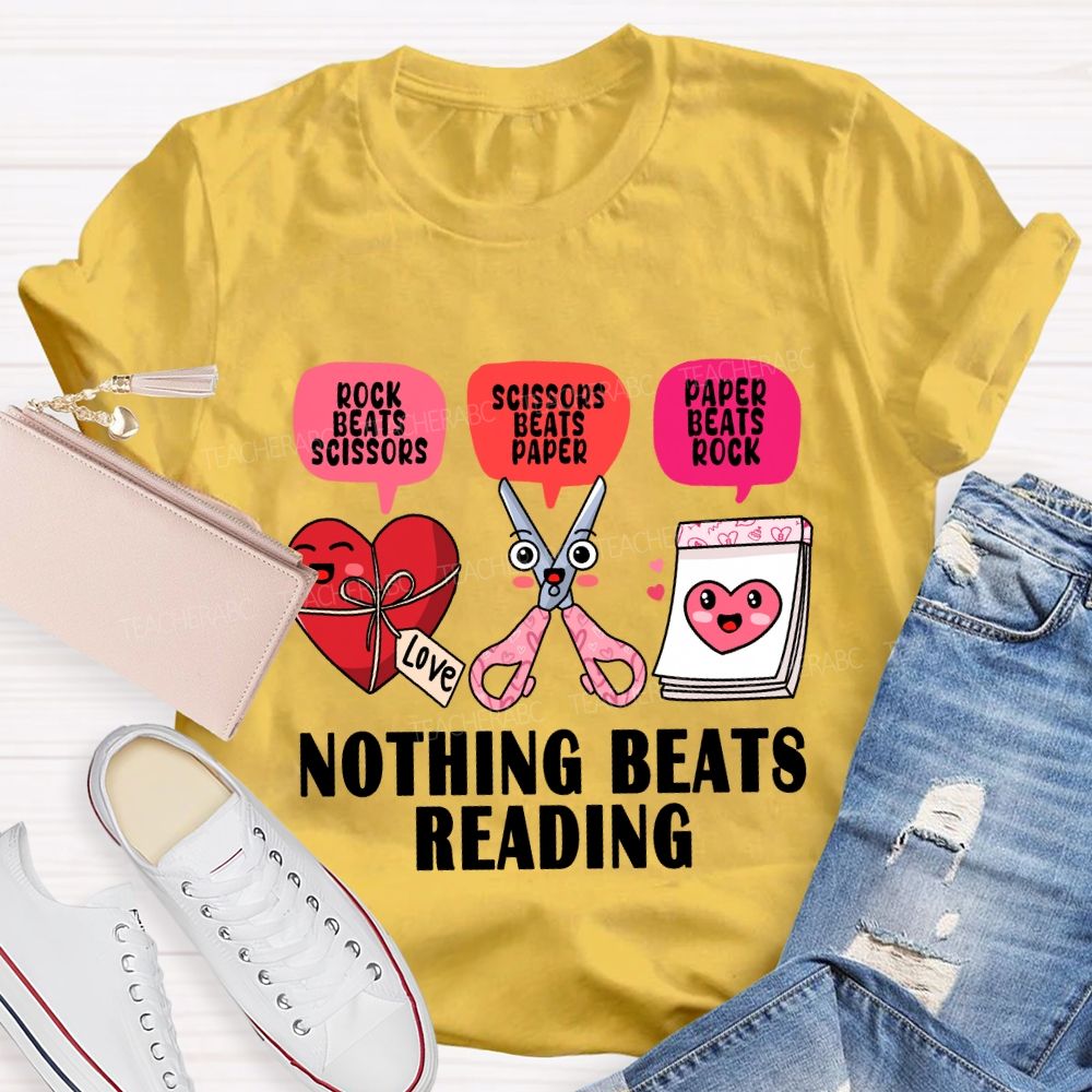 Nothing Beats Reading Pink Heart Valentine'S Day T-Shirt