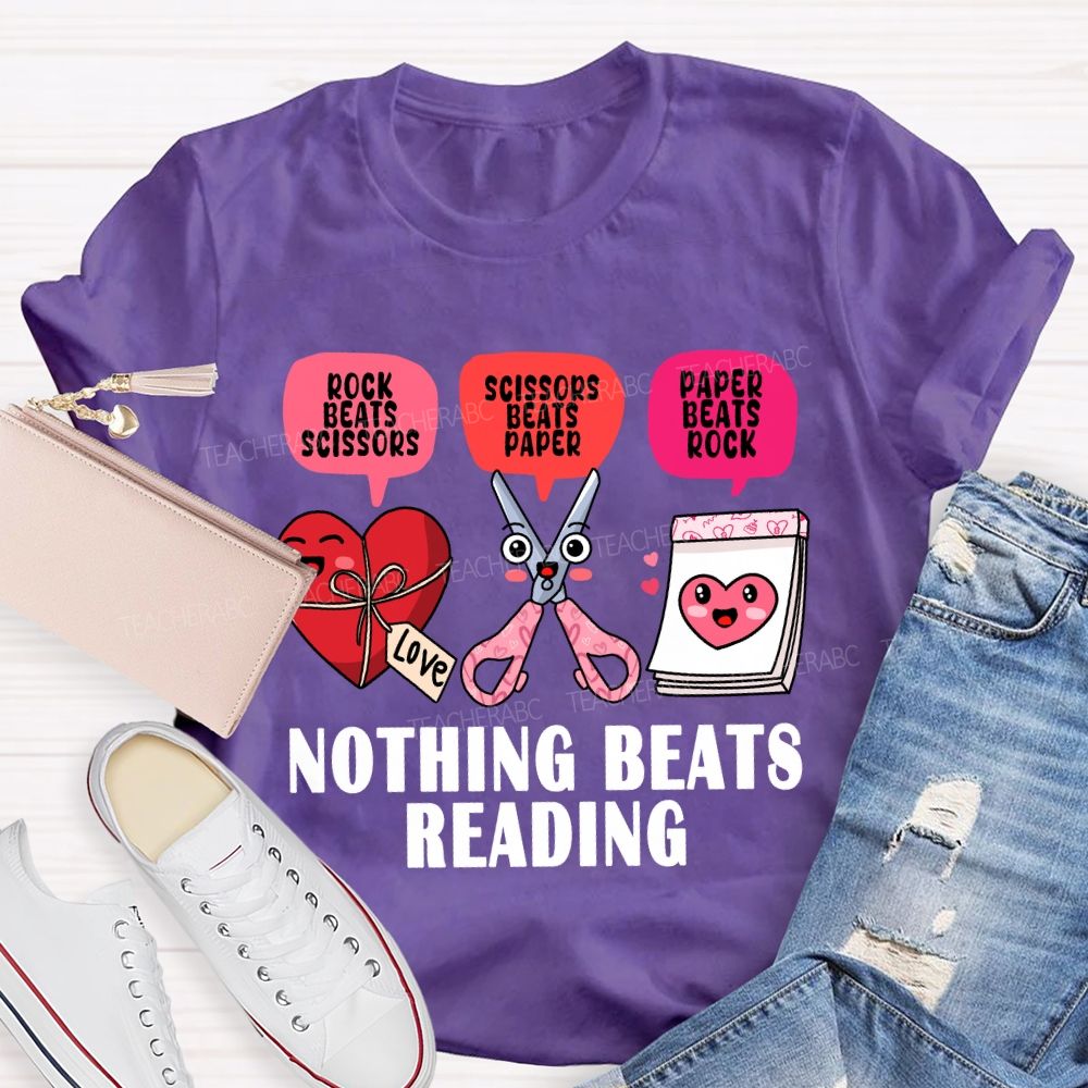 Nothing Beats Reading Pink Heart Valentine'S Day T-Shirt