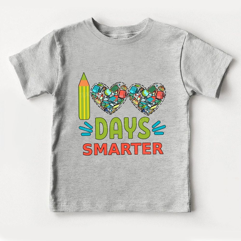 100 Days Smarter Books With Heart Print Toddler T-shirts