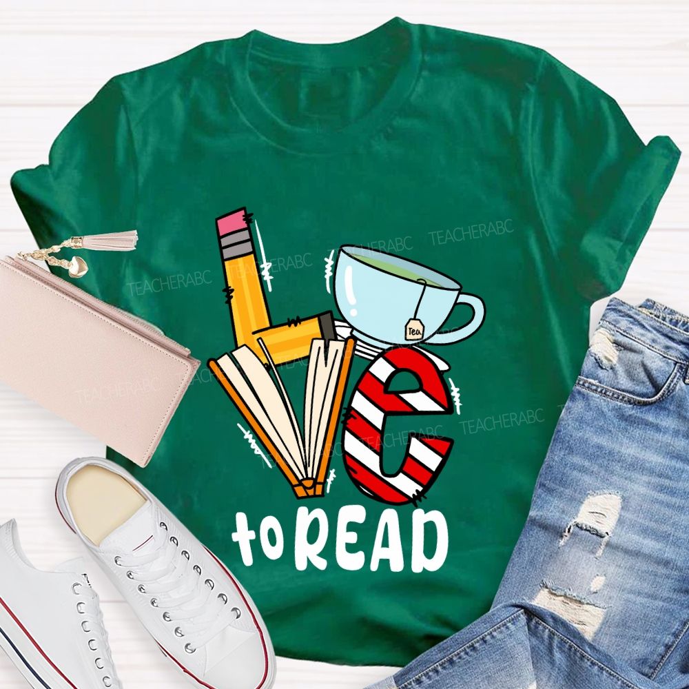 Love To Read Books Red Striped T-Shirt