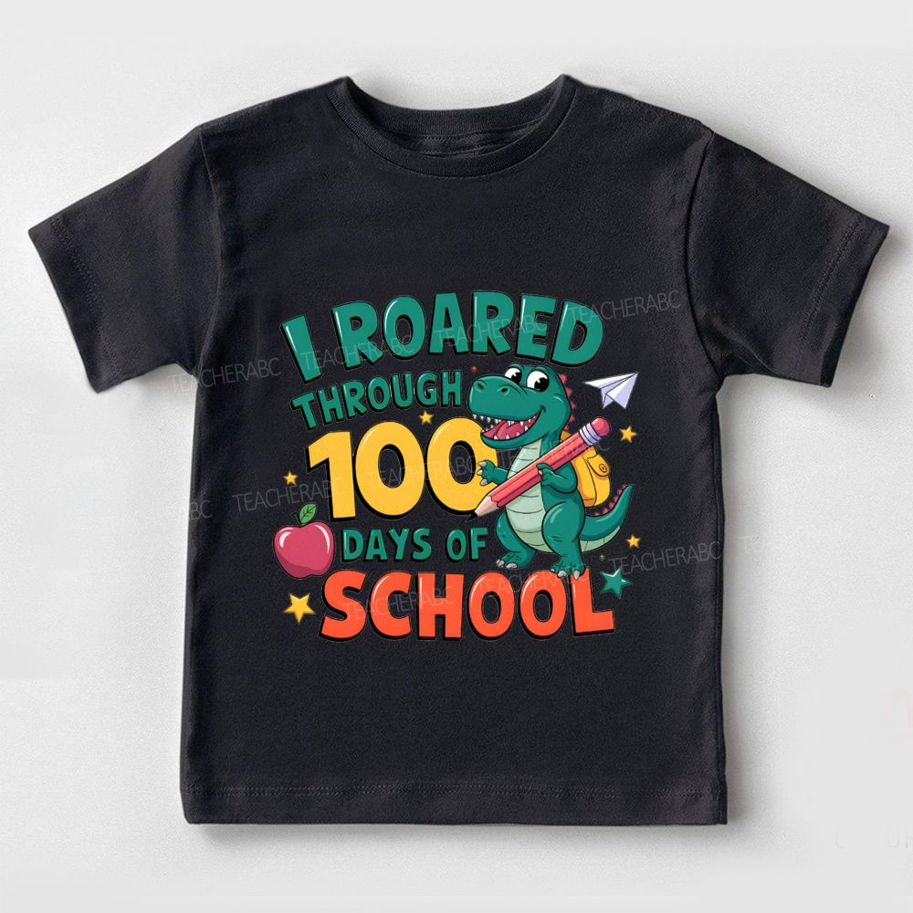 I Roared Through 100 Days Of School Dinosaurs And Pencils Toddler T-shirts
