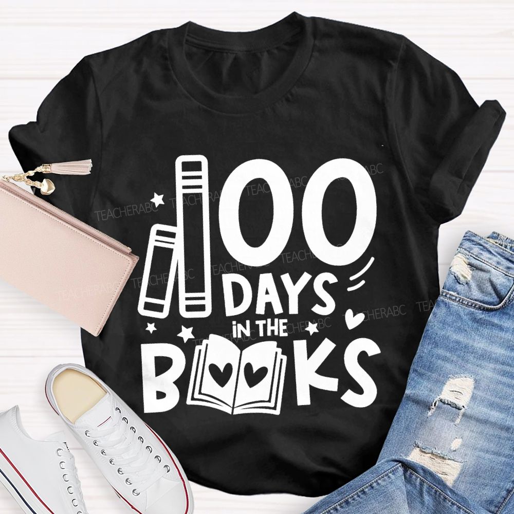 100 Days In The Books Peach Heart Books T-shirt