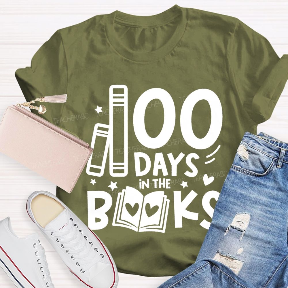100 Days In The Books Peach Heart Books T-shirt