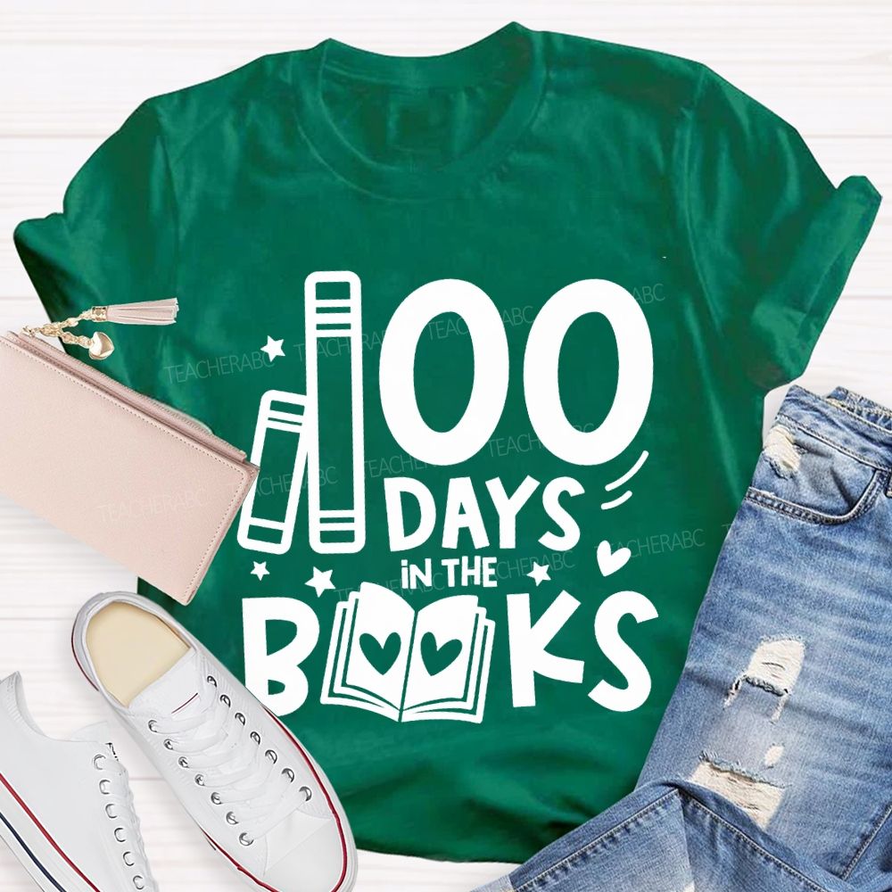 100 Days In The Books Peach Heart Books T-shirt