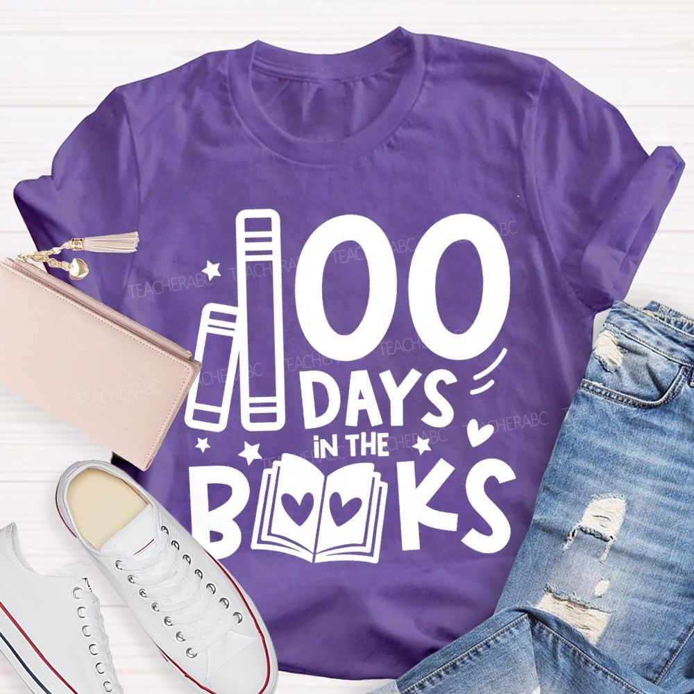 100 Days In The Books Peach Heart Books T-shirt