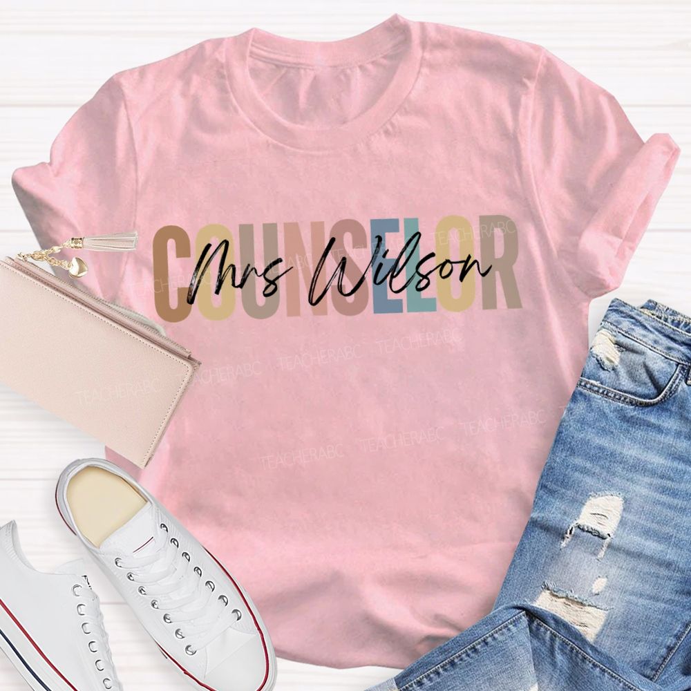 Personalized Name Counselor Colored Fonts T-shirt
