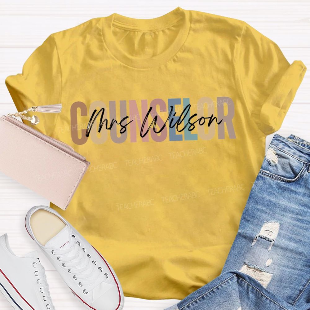 Personalized Name Counselor Colored Fonts T-shirt